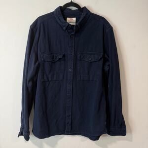 Fjallraven Men's Ovik Twill Shirt Flannel Button Front Cotton Navy Blue XL